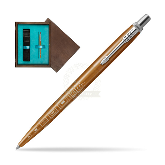 Długopis Parker JOTTER GLOBAL ICON - ROME w pudełku drewnianym Wenge Single Turkus