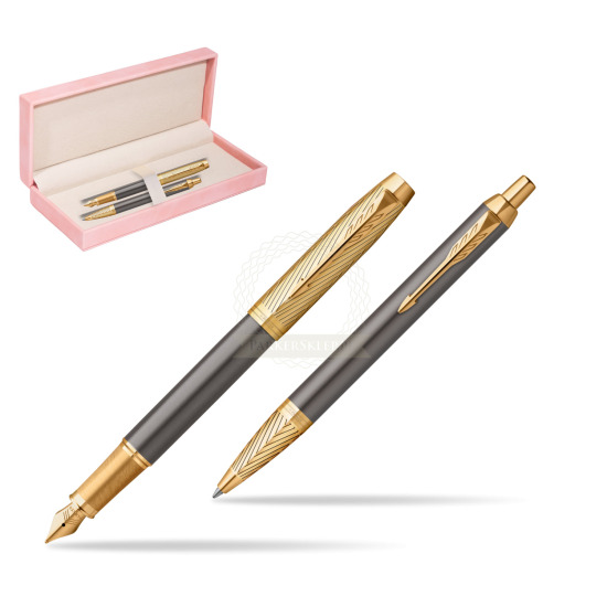 Zestaw Prezentowy Parker Pióro wieczne + długopis IM Pioneers GT - limitowana kolekcja w różowym pudełku zamszowym