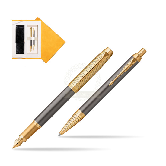 Zestaw Prezentowy Parker Pióro wieczne + długopis IM Pioneers GT - limitowana kolekcja w żółtym pudełku zamszowym