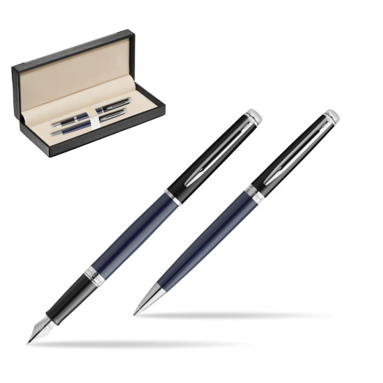 Zestaw prezentowy pióro wieczne + długopis Waterman HÉMISPHÈRE COLOR-BLOCK BLACK-BLUE w pudełku classic black