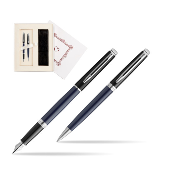 Zestaw prezentowy pióro wieczne + długopis Waterman HÉMISPHÈRE COLOR-BLOCK BLACK-BLUE w pudełku Biel Od Serca