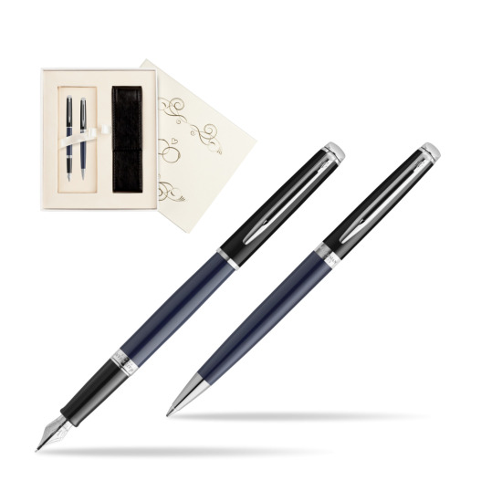 Zestaw prezentowy pióro wieczne + długopis Waterman HÉMISPHÈRE COLOR-BLOCK BLACK-BLUE w pudełku Ślub