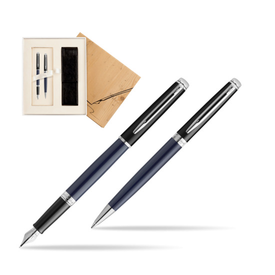 Zestaw prezentowy pióro wieczne + długopis Waterman HÉMISPHÈRE COLOR-BLOCK BLACK-BLUE w pudełku Jubileusz 2