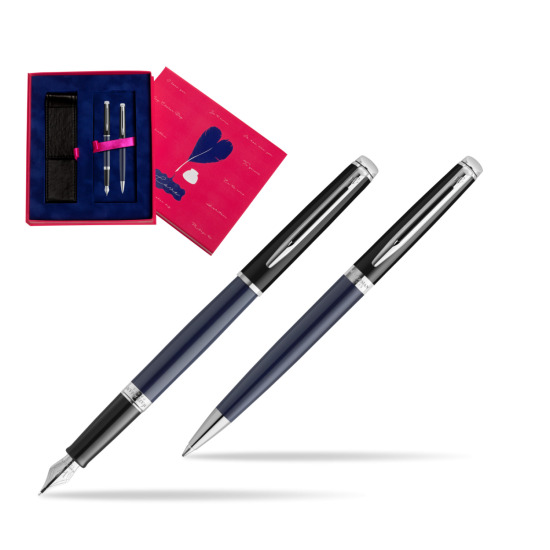 Zestaw prezentowy pióro wieczne + długopis Waterman HÉMISPHÈRE COLOR-BLOCK BLACK-BLUE w pudełku Love