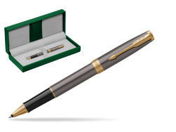 Pióro kulkowe Parker SONNET Grey Core GT w zielonym pudełku skórzanym