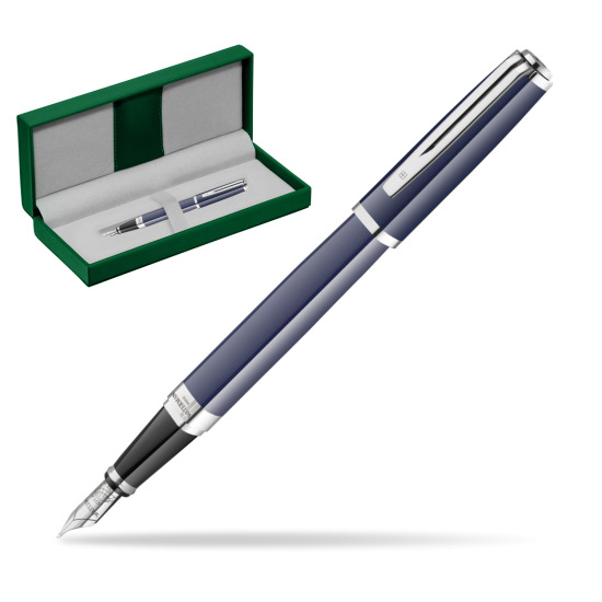 Pióro wieczne Waterman EXCEPTION BLUE CORE w zielonym pudełku skórzanym