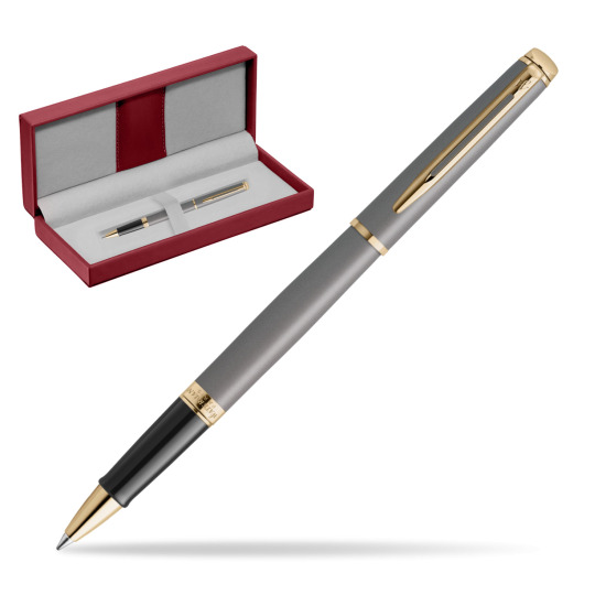 Pióro kulkowe Waterman Hémisphère Metallic Stone Grey GT w czerwonym pudełku skórzanym