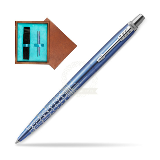 Długopis Parker JOTTER GLOBAL ICON - SEUL w pudełku drewnianym Mahoń Single Turkus