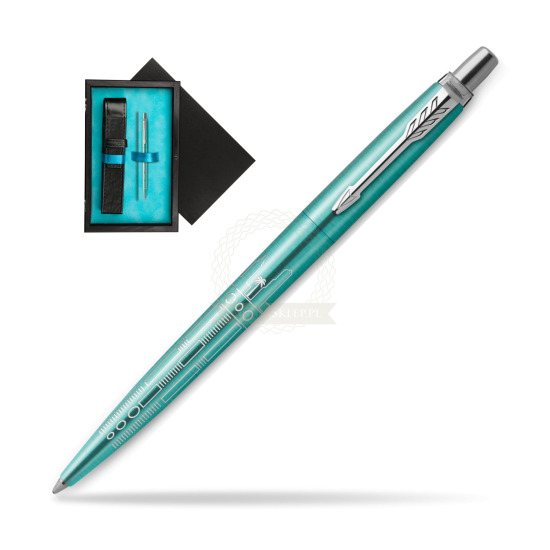 Długopis Parker JOTTER GLOBAL ICON - MIAMI w pudełku drewnianym Czerń Single Turkus