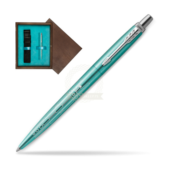 Długopis Parker JOTTER GLOBAL ICON - MIAMI w pudełku drewnianym Wenge Single Turkus