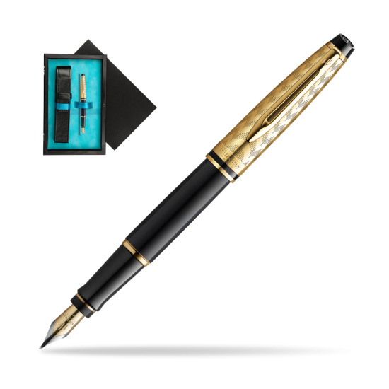 Pióro wieczne Waterman Expert OPERA Collection w pudełku drewnianym Czerń Single Turkus