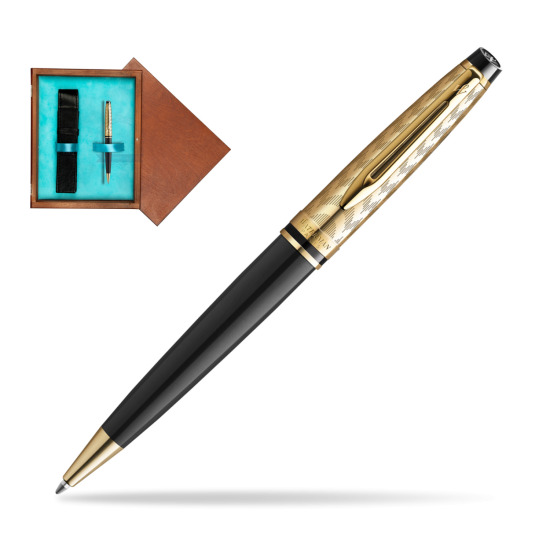 Długopis Waterman Expert OPERA Collection w pudełku drewnianym Mahoń Single Turkus