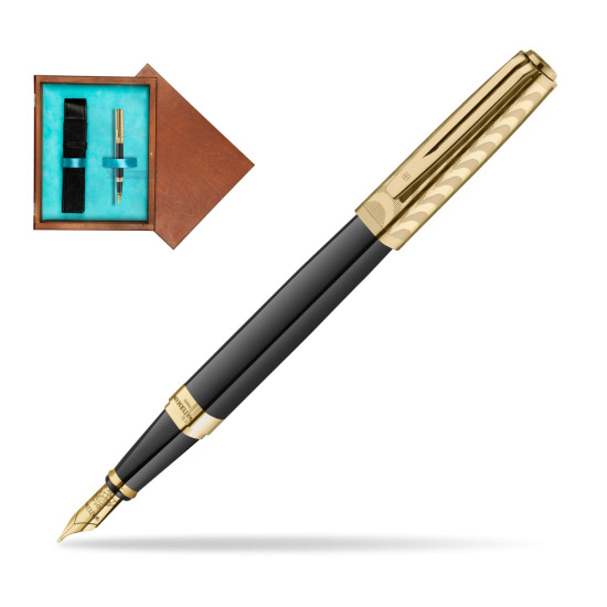 Pióro wieczne Waterman Exception OPERA Collection 18K w pudełku drewnianym Mahoń Single Turkus