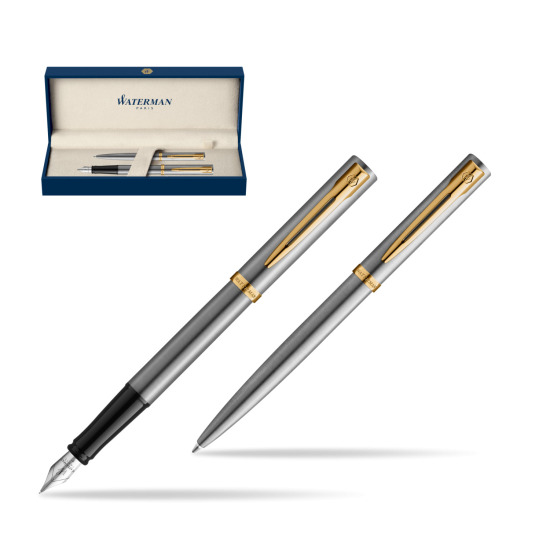 Zestaw prezentowy pióro wieczne + długopis Waterman IMPRESSION Stal GT