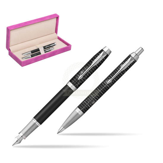 Zestaw prezentowy Parker pióro wieczne + długopis PREMIUM LEGACY OF FLIGHT w pudełku zamszowym fuksja