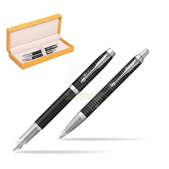 Zestaw prezentowy Parker pióro wieczne + długopis PREMIUM LEGACY OF FLIGHT w żółtym pudełku zamszowym