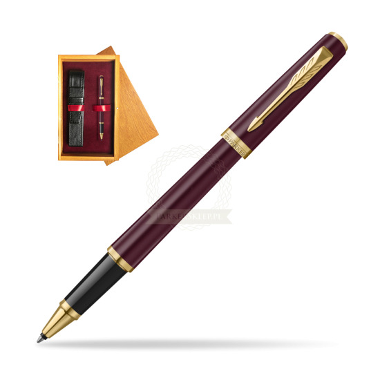 Pióro kulkowe Parker MERIDIAN Red GT w pudełku drewnianym Honey Single Bordo