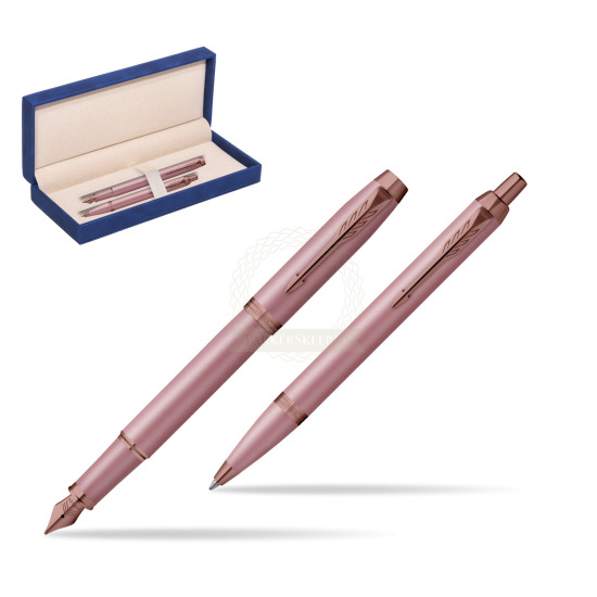 Zestaw Parker Pióro wieczne + Długopis IM RITUALS MAUVE w granatowym pudełku zamszowym