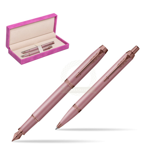 Zestaw Parker Pióro wieczne + Długopis IM RITUALS MAUVE w pudełku zamszowym fuksja
