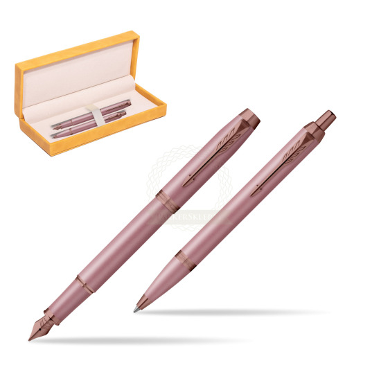 Zestaw Parker Pióro wieczne + Długopis IM RITUALS MAUVE w żółtym pudełku zamszowym