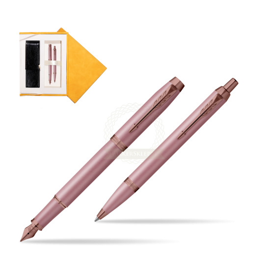 Zestaw Parker Pióro wieczne + Długopis IM RITUALS MAUVE w żółtym pudełku zamszowym