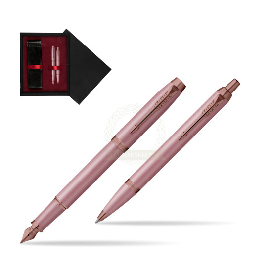 Zestaw Parker Pióro wieczne + Długopis IM RITUALS MAUVE w pudełku drewnianym Czerń Double Bordo
