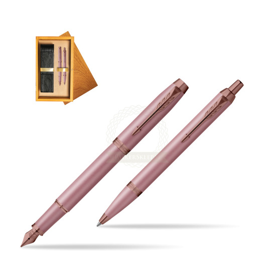 Zestaw Parker Pióro wieczne + Długopis IM RITUALS MAUVE w pudełku drewnianym Honey Double Ecru
