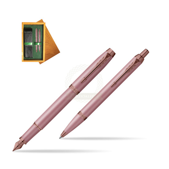 Zestaw Parker Pióro wieczne + Długopis IM RITUALS MAUVE w pudełku drewnianym Honey Double Zieleń