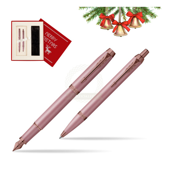 Zestaw Parker Pióro wieczne + Długopis IM RITUALS MAUVE w pudełku Merry Christmas czerwone