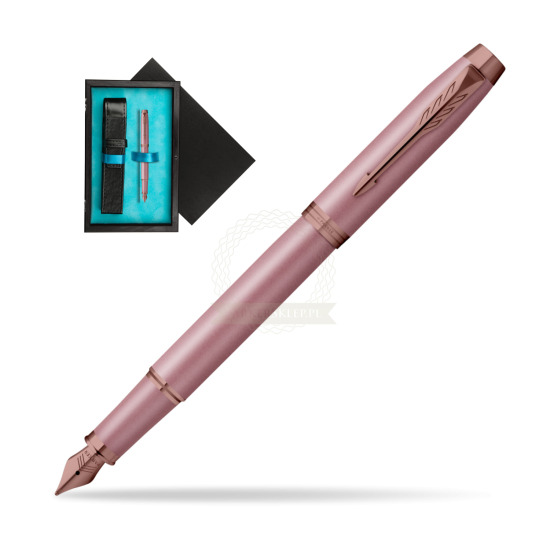 Pióro wieczne Parker IM RITUALS MAUVE w pudełku drewnianym Czerń Single Turkus