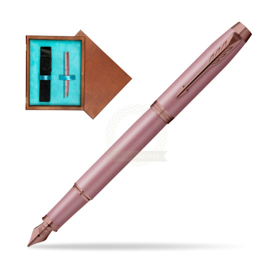 Pióro wieczne Parker IM RITUALS MAUVE w pudełku drewnianym Mahoń Single Turkus