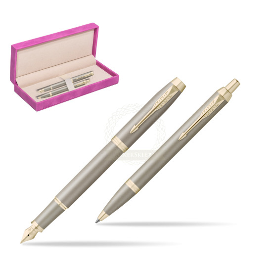 Zestaw Parker Pióro wieczne + Długopis IM RITUALS SANDSTONE w pudełku zamszowym fuksja