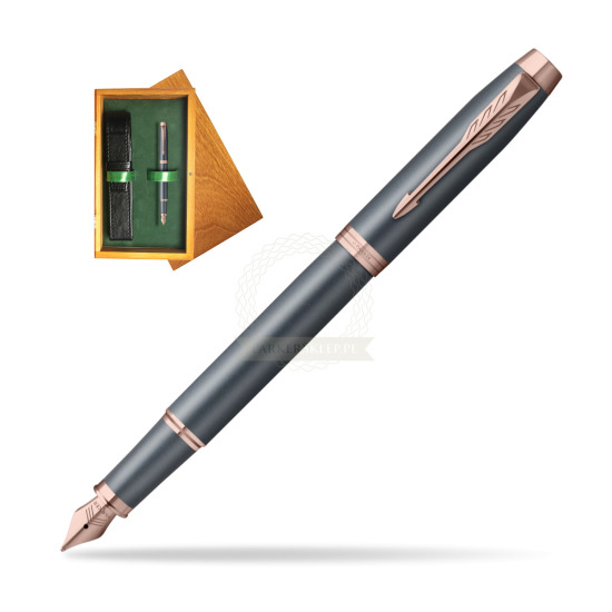 Pióro wieczne Parker IM TURQUOISE SLATE w pudełku drewnianym Honey Single Zieleń