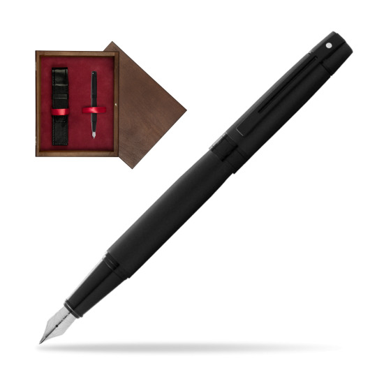 Pióro wieczne Sheaffer 300 czarne matowe w pudełku drewnianym Wenge Single Bordo