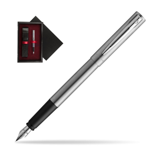 Pióro wieczne Waterman Allure Stal CT w pudełku drewnianym Czerń Single Bordo