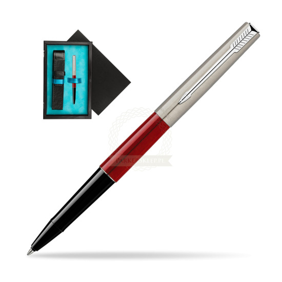 Pióro kulkowe Parker Jotter Red CT w pudełku drewnianym Czerń Single Turkus