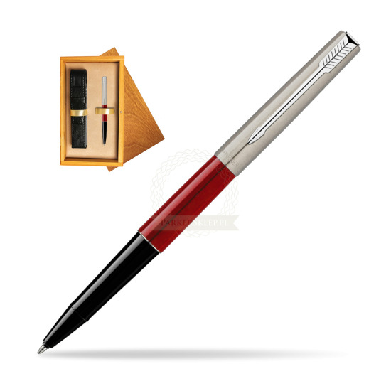 Pióro kulkowe Parker Jotter Red CT w pudełku drewnianym Honey Single Ecru