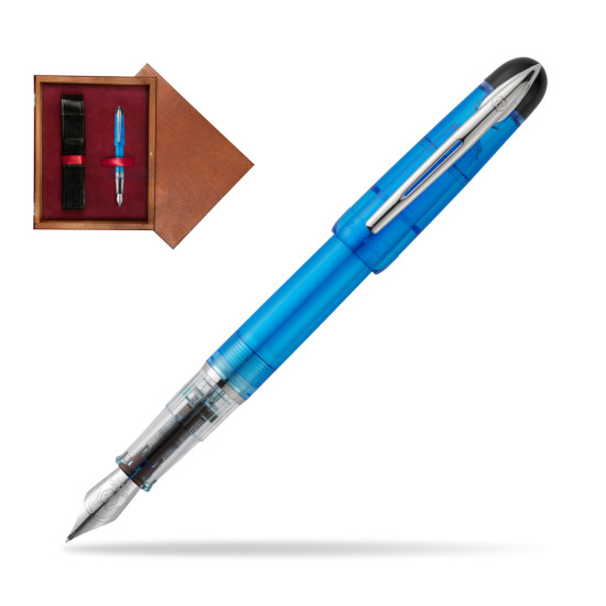 Pióro wieczne Waterman Kultur Assortis Blue Crystal w pudełku drewnianym Mahoń Single Bordo