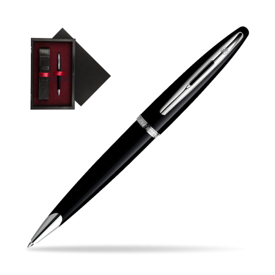 Długopis Waterman Carène Morze Czarne ST w pudełku drewnianym Czerń Single Bordo