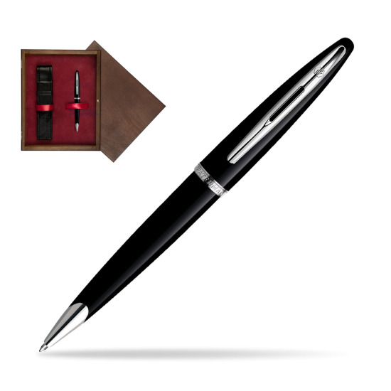 Długopis Waterman Carène Morze Czarne ST w pudełku drewnianym Wenge Single Bordo