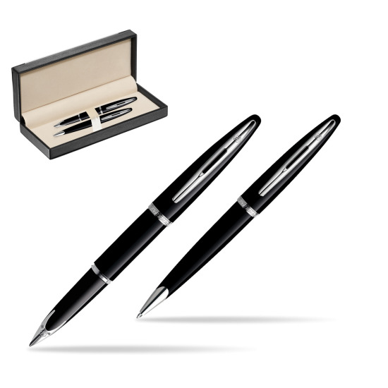 Zestaw prezentowy pióro wieczne + długopis Waterman Carène Morze Czarne ST w pudełku classic black