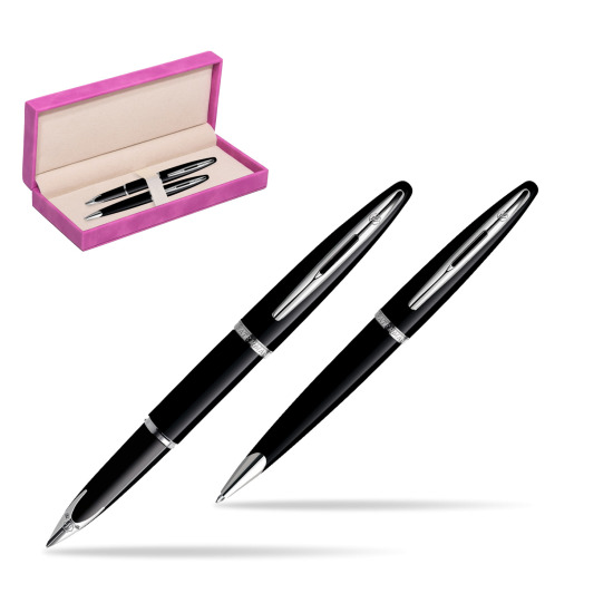 Zestaw prezentowy pióro wieczne + długopis Waterman Carène Morze Czarne ST w pudełku zamszowym fuksja