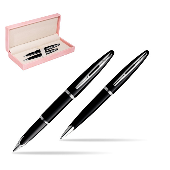 Zestaw prezentowy pióro wieczne + długopis Waterman Carène Morze Czarne ST w różowym pudełku zamszowym