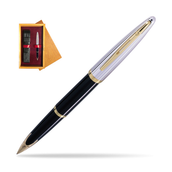 Pióro wieczne Waterman Carène Deluxe Czarny GT w pudełku drewnianym Honey Single Bordo