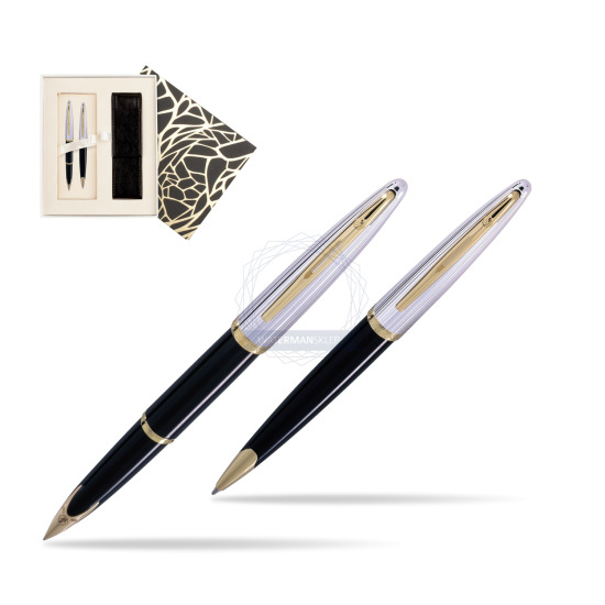 Zestaw prezentowy pióro wieczne + długopis Waterman Carène Deluxe Czarny GT w pudełku Jubileusz