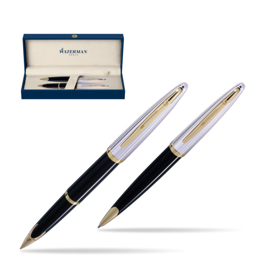 Zestaw prezentowy pióro wieczne + długopis Waterman Carène Deluxe Czarny GT 