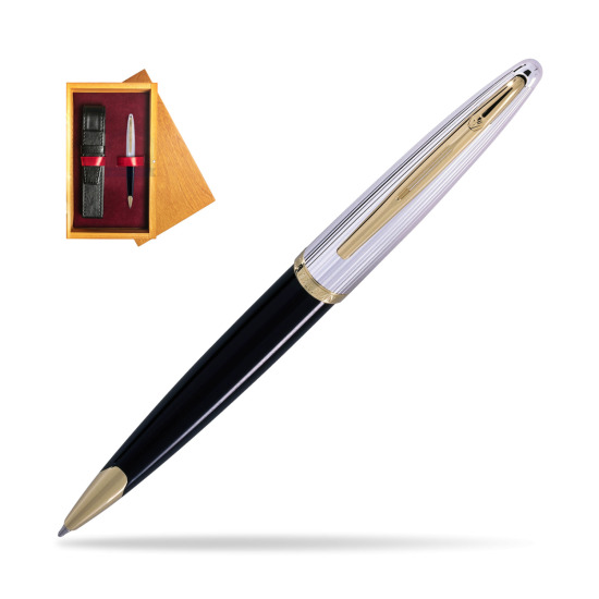 Długopis Waterman Carène Deluxe Czarny GT w pudełku drewnianym Honey Single Bordo