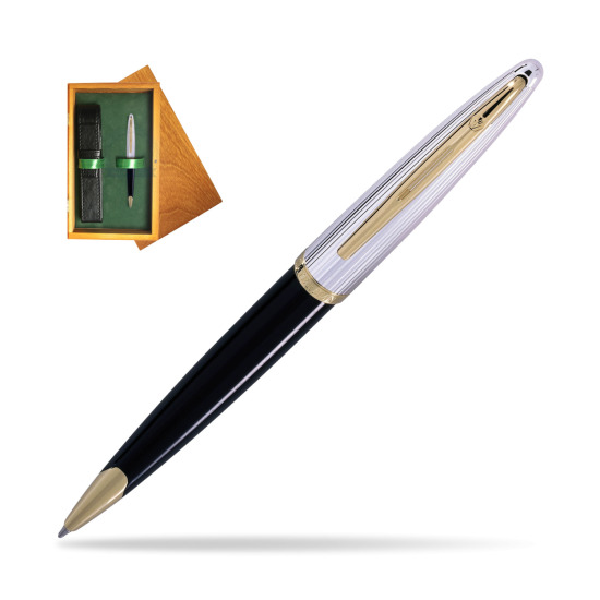 Długopis Waterman Carène Deluxe Czarny GT w pudełku drewnianym Honey Single Zieleń