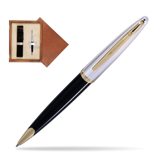 Długopis Waterman Carène Deluxe Czarny GT w pudełku drewnianym Mahoń Single Ecru