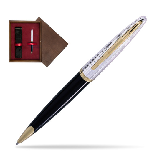 Długopis Waterman Carène Deluxe Czarny GT w pudełku drewnianym Wenge Single Bordo